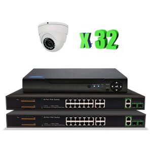 Комплект видеонаблюдения IP 2Мп PS-link KIT-A232IP-POE 32 камеры для помещения