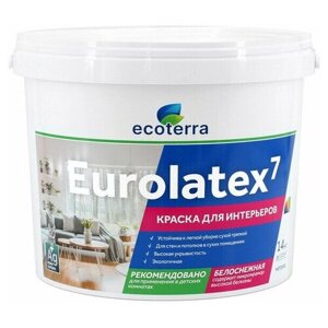 Краска акриловая ECOTERRA Eurolatex 7 для стен и потолков 14кг белая, арт. ЭК000135290