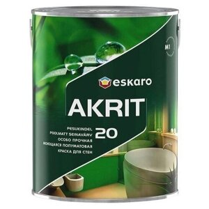 Краска акриловая Eskaro Akrit-20 влагостойкая моющаяся полуматовая бесцветный 2.7 л