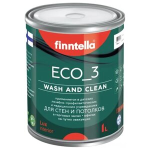 Краска акриловая finntella Eco_3 Wash and Clean влагостойкая моющаяся глубокоматовая kylma 0.9 л