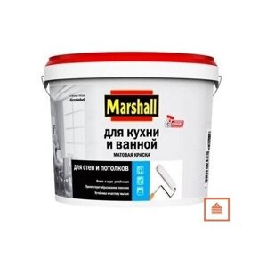 Краска акриловая Marshall для кухни и ванной матовая белый 2.5 л 3.5 кг