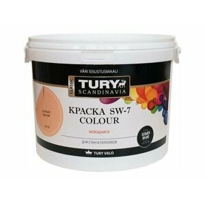 Краска акриловая TURY SW-7 Colour для стен и потолков моющаяся 2,4кг сочный персик, арт. КрВДSW72,4СП