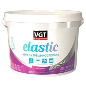 Краска акриловая VGT трещиностойкая резиновая полуматовая белый 3 кг