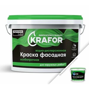 Краска белая фасадная особопрочная водно-дисперсионная акриловая Krafor (3 кг)