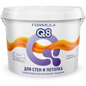 Краска для стен и потолка водно-дисперсионная Formula Q8, матовая, белая, 13 кг