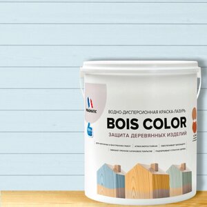 Краска (лазурь) для деревянных поверхностей и фасадов, обеспечивает биозащиту, защищает от плесени, грибков, атмосферостойкая, водоотталкивающая BOIS COLOR 0,9 л цвет Голубой 7347