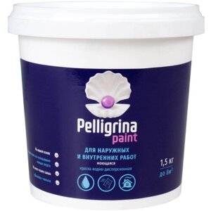 Краска моющаяся для наружных и внутренних работ Pelligrina Paint, акриловая, белоснежная, 1,5 кг