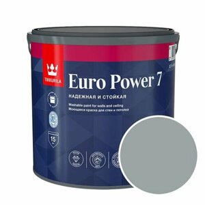 Краска моющаяся Tikkurila Euro Power 7 RAL 7040 (Серое окно - Window grey) 2,7 л