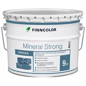 Краска водно-дисперсионная FINNCOLOR Mineral Strong фасадная влагостойкая моющаяся глубокоматовая белый 9 л 13 кг