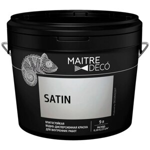 Краска водно-дисперсионная Maitre Deco Satin матовая белый 9 л