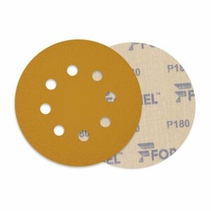 Круг, диск шлифовальный FORMEL DIAMOND на бумажной основе и на липучке 125 мм, 8 отверстий, P180, 100 шт