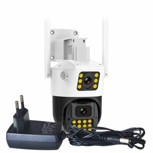 Купольная 2MP беспроводная Wi-Fi охранная поворотная IP видеокамера наблюдения HD com Мод: K663-ASW2 (Duos) (Q23563CS6) с двумя объективами и датчиком