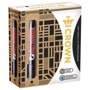 Маркер CROWN Набор перманентных маркеров Multi Marker, черный, CPM-800, 12 шт.