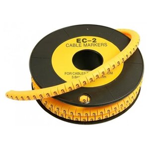 Маркер кабельный клипса с маркировкой бирка для кабеля RIPO жёлтый диаметр 7.4 мм цифра 3 арт. 006-900023