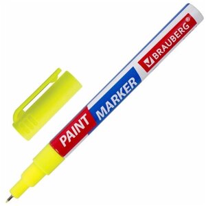 Маркер-краска лаковый EXTRA (paint marker) 1 мм желтый усиленная нитро-основа BRAUBERG, 12 шт