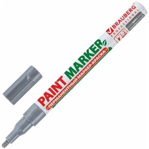 Маркер-краска лаковый (paint marker) 2 мм, серебряный, без ксилола (без запаха), алюминий, BRAUBERG PROFESSIONAL, 150866