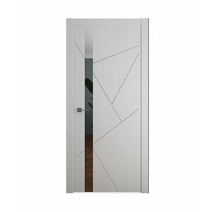 Межкомнатная дверь (дверное полотно) Albero Геометрия-6 покрытие Эмаль / ПО Серая Зеркало 60х200