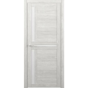 Межкомнатная дверь (дверное полотно) Albero Кельн Эко-Шпон / Дуб нордик / Стекло мателюкс 80х200