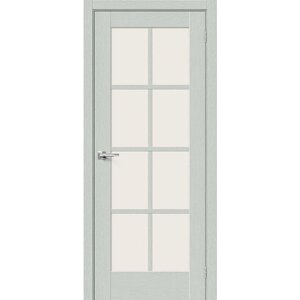 Межкомнатная дверь экошпон Прима-11.1 Grey Wood со стеклом Magic Fog