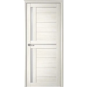Межкомнатная дверь (комплект) Albero Кельн Эко-Шпон / Белый кипарис / Стекло мателюкс 80х200