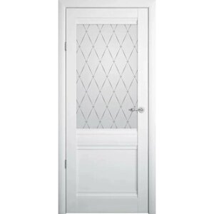Межкомнатная дверь (комплект) Albero Рим Винил / Белый / Стекло мателюкс "Гранд" 60х200