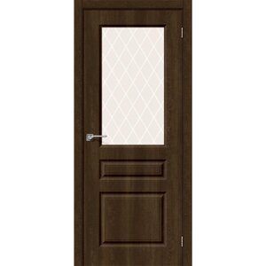 Межкомнатная дверь пвх Скинни-15 dark barnwood white crystal со стеклом