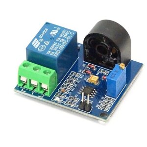 Модуль датчика переменного тока с защитой LC-5A (5А, 5В) / Датчик обнаружения АС тока 0-5А с реле защиты от перегрузки по току