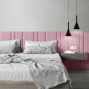 Мягкая стеновая панель "Berg decor" 100х20х3см велюр розовый (2 шт)