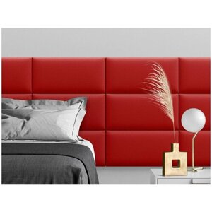 Мягкое изголовье кровати Eco Leather Red 30х60 см 4 шт.