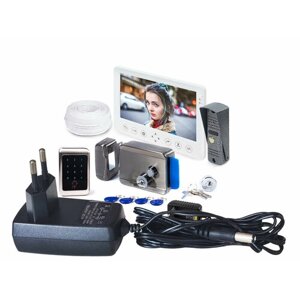 Набор: цветной видеодомофон с записью и замок EP-(4815) + AnxingLock-(Титан) (S10540KOM) и вызывная панель (замок домофон)
