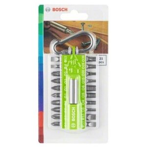 Набор расходников Bosch: 20 бит + держатель с карабином, 2607002823 зеленый