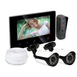 Набор: видеодомофон HDcom B707 и две уличные видеокамеры KDM-6215G - запись по движению с любой из видеокамер
