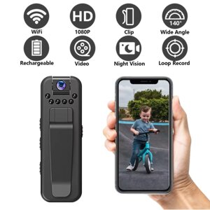 Нагрудная мини камера с ИК-подсветкой SV717 Wi-Fi, 500 mAh, циклическая запись/ Персональный носимый видеорегистратор