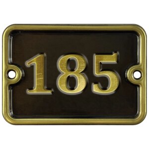 Номер на дверь "185", самоклеющийся, 8х10 см, из латуни, лакированный. Все цифры в наличии.