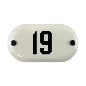Номер на дверь "19" Ретро, из стали, 6х11 см, самоклеющийся, эмалированный. Все цифры в наличии.