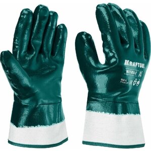 Особопрочные перчатки KRAFTOOL, нитриловое покрытие, максимальная защита от нефтепродуктов, износостойкие, XL (10), HYKRAFT (11288-XL)