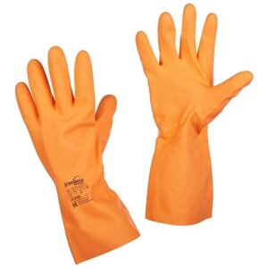 Перчатки латексные КЩС Цетра L-F-04 (CG-941) Manipula Specialist, цвет: оранжевый, размер L (9-9.5), 1 пара