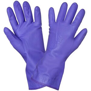Перчатки ПВХ хозяйственные с подкладкой (L), фиолетовые
