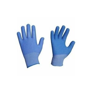 Перчатки рабочие, нейлоновые с ПВХ, синие, 2 упаковки