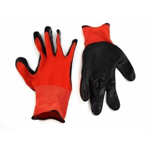 Перчатки рабочие, прорезиненные красно-черные (2 пары)