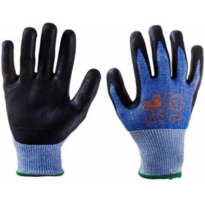 Перчатки рабочие с защитой от порезов Jeta Safety трикотажные с нитриловым покрытием синие 13 класс 4 нити размер 9 L, 1292923