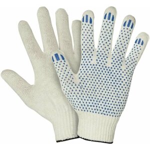 Перчатки трикотажные, хлопчатобумажные, кругловязаные, 3-нити вязки, 1 пара, для защиты рук от загрязнения и незначительных механических воздействий.