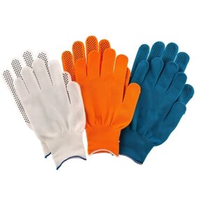 Перчатки в наборе, цвета: оранжевые, синие, белые, ПВХ точка, XL