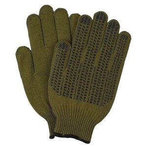 Перчатки защитные хлопковые с пвх-покрытием, двухслойные, оливковые, 6 нитей, 10 класс, размер 10 (XL), 1 пара