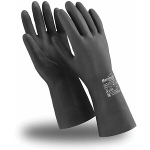 Перчатки защитные неопреновые Manipula Specialist "Химопрен", хлопчатобумажное напыление, К80/Щ50, размер 8-8,5 (M), черные, 1 пара (CG-973)