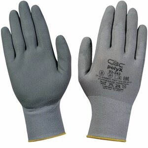 Перчатки защитные СВС полиэфирные, маслостойкие, 1 пара, 15 класс, L, полиуретановые, эластичные и комфортные (93-243 сер/сер)