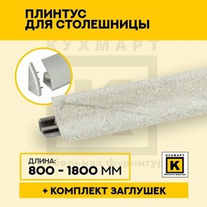 Плинтус для столешницы 100 см +комплект заглушек Цвет -Серый Каспий