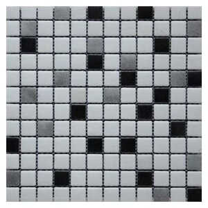 Плитка мозаика ZETOGLASS T-476 стеклянная, 317х317х4,5 мм, на сетке, белая, черная, серая (уп. кв. м = 10 листов)