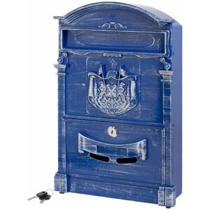 Почтовый ящик с замком уличный металлический для дома аллюр №4010В, антик синий