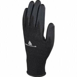 Полиэстеровые перчатки с полиуретановым покрытием Delta Plus VE702PN цвет черный, р. 9 VE702PN09